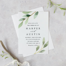Groene olieramp Botanical Wedding Invitation Kaart