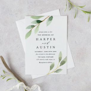 Groene olieramp Botanical Wedding Invitation Kaart