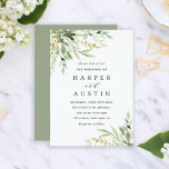 Groene olieramp Botanical Wedding Invitation Kaart<br><div class="desc">Deze bruiloft-uitnodiging met geverfde waterverf bladeren in verschillende groene tinten. Voor meer geavanceerde aanpassing van dit ontwerp,  te klikken gelieve de "meer"verbinding aanpassen. Overeenkomende objecten zijn ook beschikbaar.</div>