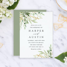 Groene olieramp Botanical Wedding Invitation