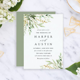 Groene olieramp Botanical Wedding Invitation Kaart