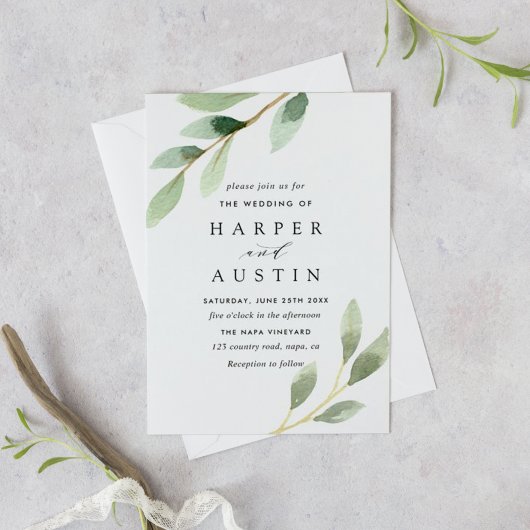 Groene olieramp Botanical Wedding Invitation Kaart