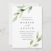 Groene olieramp Botanical Wedding Invitation Kaart (Voorkant)