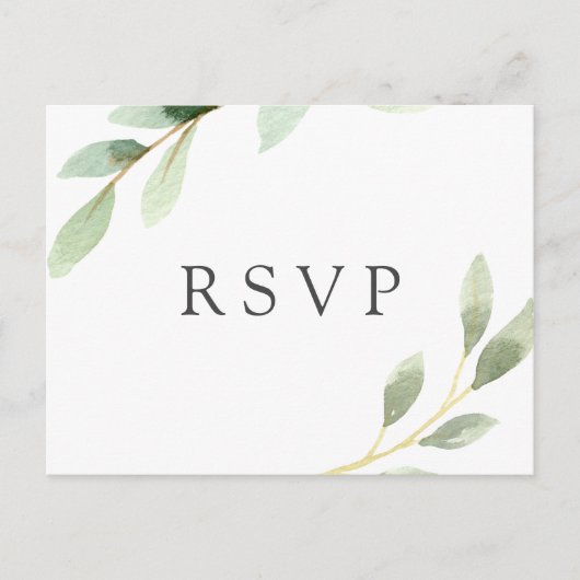 Groene olievlek Botanical Wedding RSVP Uitnodiging Briefkaart (Voorkant)
