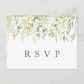 Groene olievlek Botanical Wedding RSVP Uitnodiging Briefkaart (Voorkant)
