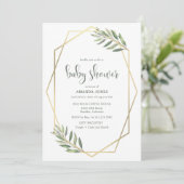 Groene olievlek en gouden Bohemen-Baby shower Kaart (Staand voorkant)