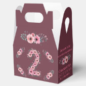 Groene olievlek Grote 2de verjaardag Meisroze Bloe Bedankdoosjes (Geopend)