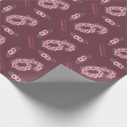 Groene olievlek Grote 6e verjaardag Girl Pink Flow Cadeaupapier (Hoek)