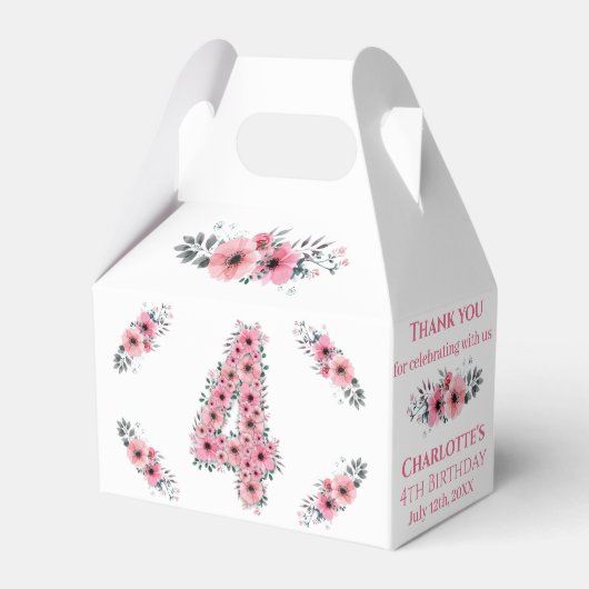 Groene olievlek met bloemen bloemen bedankdoosjes (Voorkant Zijde)