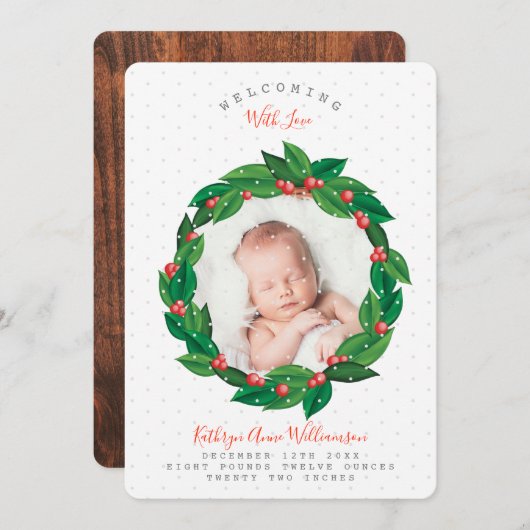 Groene olievlek met weelderige aanmaning aankondiging (Voorkant / Achterkant)