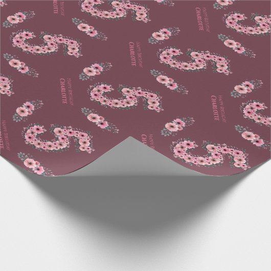 Groene olievlek op 5-jarige dag cadeaupapier (Hoek)