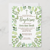 Groene olievlek Waterverf Baptisme Uitnodiging (Voorkant)