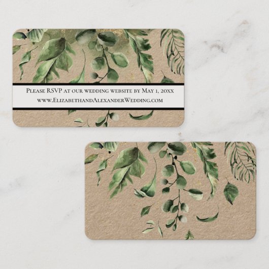 Groene olievlek Website RSVP Mini Visitekaartje (Voorkant / Achterkant)