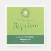 Groene olievlek Wreath and Cross Spring Baptisme Servet (Voorkant)