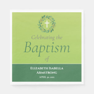 Groene olievlek Wreath and Cross Spring Baptisme Servet