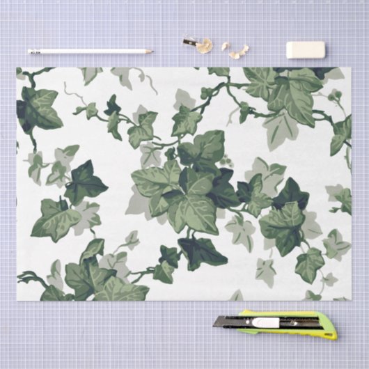 Groene olievlekken en wijnstokken ontkoppelen tissuepapier (Craft)