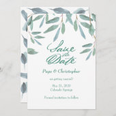 Groene olievloeistof Eucalyptus laat de datum opsl Save The Date (Voorkant / Achterkant)