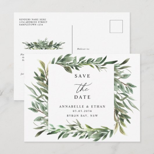 Groene olievloeistof Sparen de datumBriefkaart van Briefkaart (Voorkant / Achterkant)