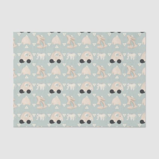 Groene Olifant Baby Patroon Tissuepapier (Voorkant)