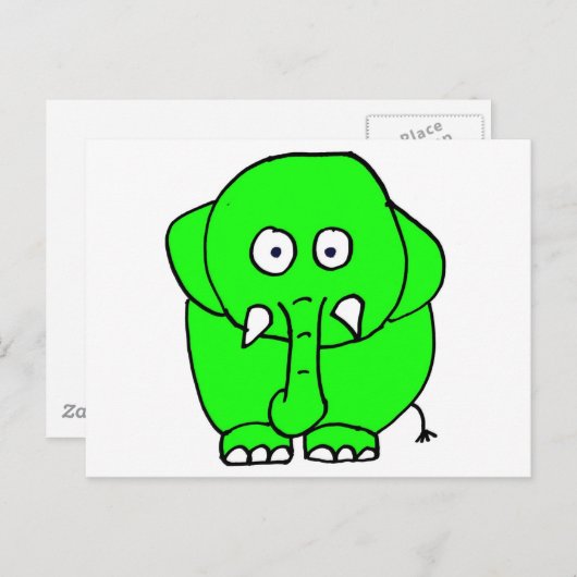 Groene olifant briefkaart (Voorkant / Achterkant)