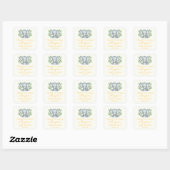 Groene olifant gele neutrale babyshower vierkante sticker (Vel)