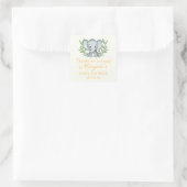 Groene olifant gele neutrale babyshower vierkante sticker (Tas)