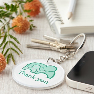 Groene olifant knuffel leraar bedankt sleutelhanger