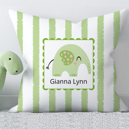 Groene Olifant Monogram Baby Jongen Meisje Kussen