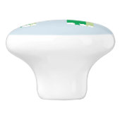 Groene olifant op lichtblauwe steun keramische knop (Zijkant)