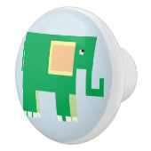 Groene olifant op lichtblauwe steun keramische knop (Rechts)