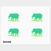 Groene Olifant Ovale Sticker (Vel)