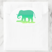 Groene Olifant Ovale Sticker (Tas)