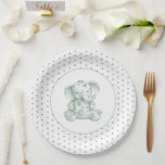 groene olifant polkadot Baby shower Papieren Bordje<br><div class="desc">Groene polkadot baby olifant met het coördineren van schattige baby shower papier borden voor uw evenement tafel.</div>