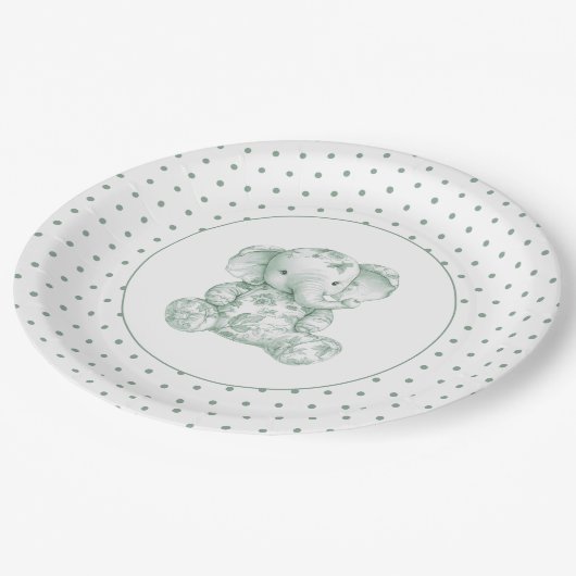 groene olifant polkadot Baby shower Papieren Bordje (Gekanteld)