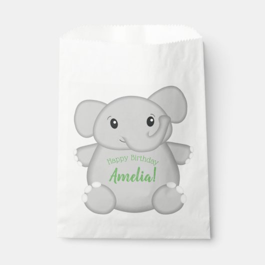 Groene Olifant Verjaardagsfeestje Bedankzakje (Voorkant)