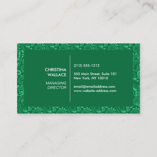  groene olifant visitekaartje (Achterkant)