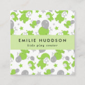 Groene olifanten, Kinder speelcentrum, activiteite Vierkante Visitekaartje (Voorkant)