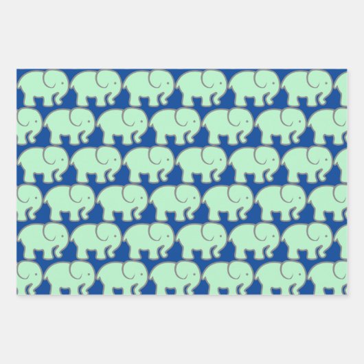 Groene Olifanten Ontwerp Verpakkingsdocument Inpakpapier Vel (Voorkant)