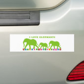 Groene Olifanten Wandelend Bumpersticker (Op auto)