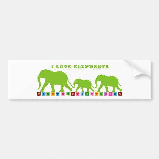 Groene Olifanten Wandelend Bumpersticker (Voorkant)