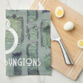 Groene olijf blauwgroen grijs monogram abstract ge theedoek (Quarter Fold)