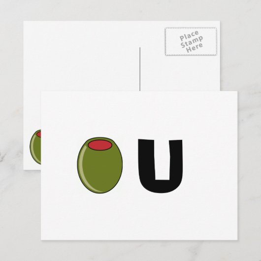 Groene Olijf Briefkaart (Voorkant / Achterkant)