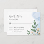 Groene olijf en beige bloemen informatiekaartje (Voorkant / Achterkant)