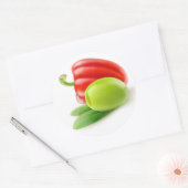Groene olijf en rode paprika ronde sticker (Envelop)