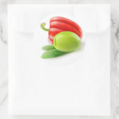 Groene olijf en rode paprika ronde sticker (Tas)