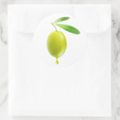 Groene olijf met druppel olie ronde sticker (Tas)