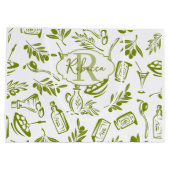 Groene Olijf Moderne Monogram Naam Script Waterver Groot Cadeauzakje (Achterkant)