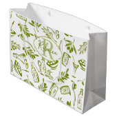 Groene Olijf Moderne Monogram Naam Script Waterver Groot Cadeauzakje (Achterkant Gekanteld)