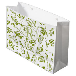 Groene Olijf Moderne Monogram Naam Script Waterver Groot Cadeauzakje