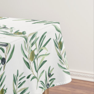 Groene Olijf Patroon Aquarel Frans Landelijk Chic Tafelkleed